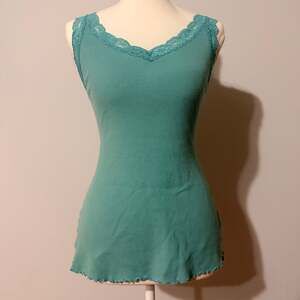 Light Blue Apt. 9 Ribbed Silk Blend Lace Trim Tank Top